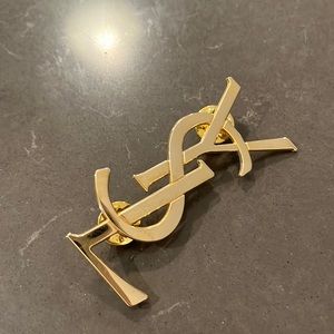 YSL letter pin gold tone